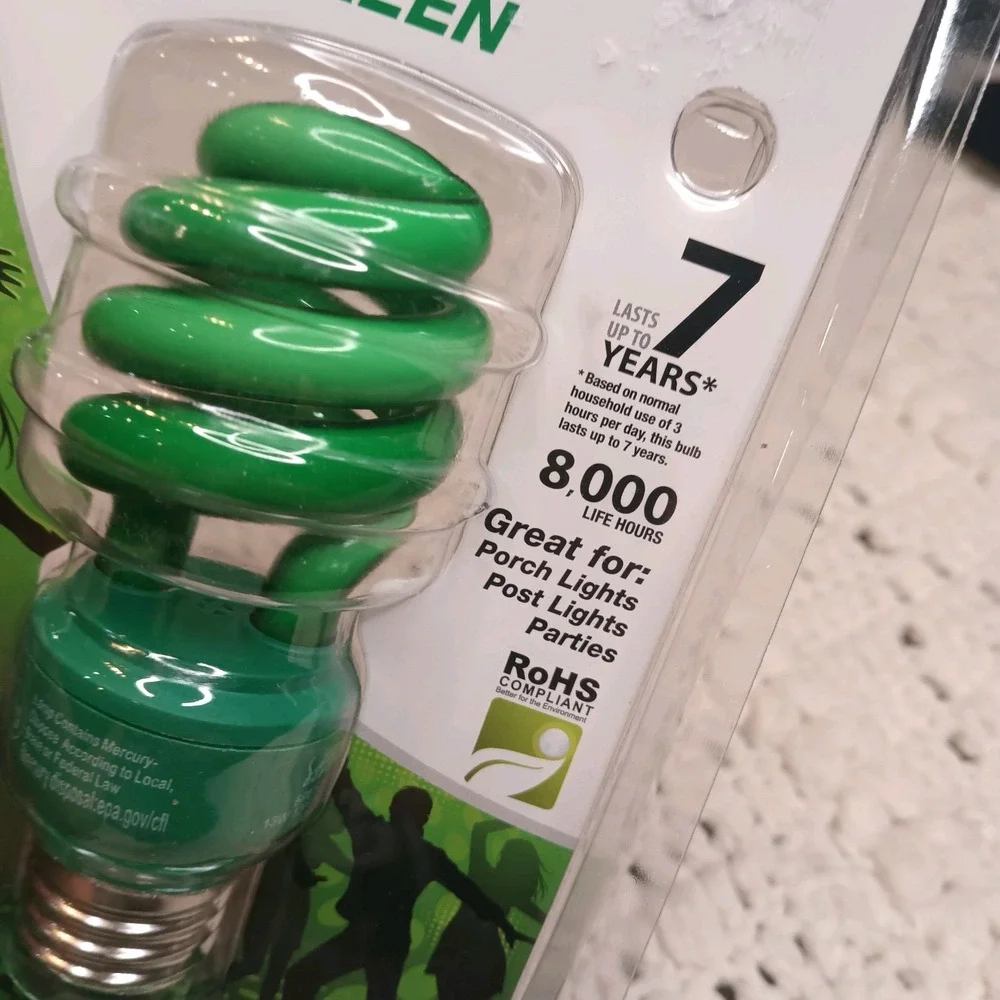 Electric Ecobulb Green Party Bulb Energy 60w‎ 13 Watts 8000 Hr St Patrick's Xmas
